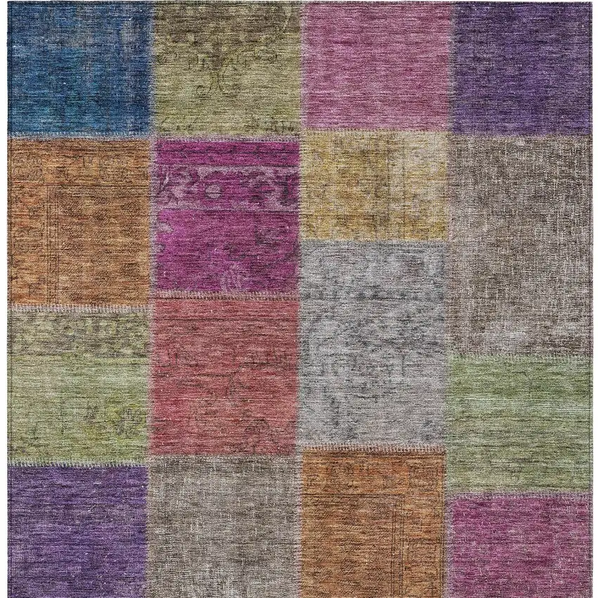 Copper Navy Blue And Gold Patchwork Washable Indoor Outdoor Area Rug Photo 5