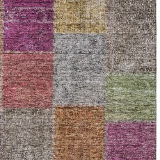 Copper Navy Blue And Gold Patchwork Washable Indoor Outdoor Area Rug Photo 6