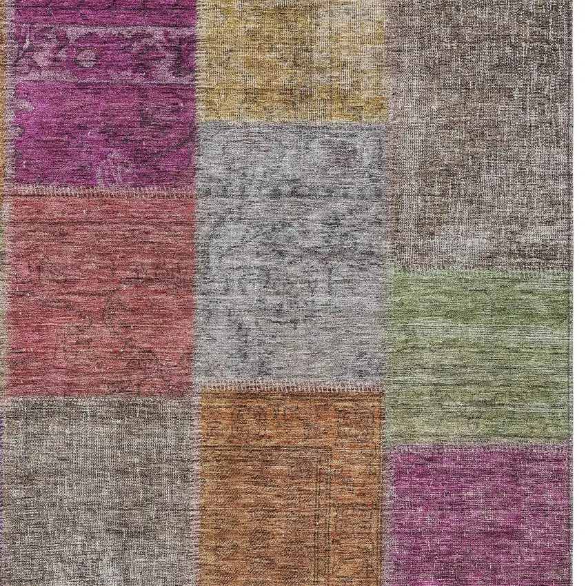 Copper Navy Blue And Gold Patchwork Washable Indoor Outdoor Area Rug Photo 6