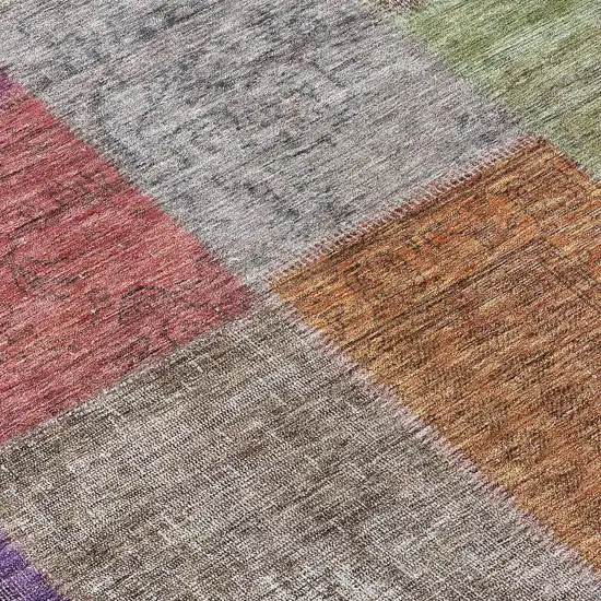 Copper Navy Blue And Gold Patchwork Washable Indoor Outdoor Area Rug Photo 8