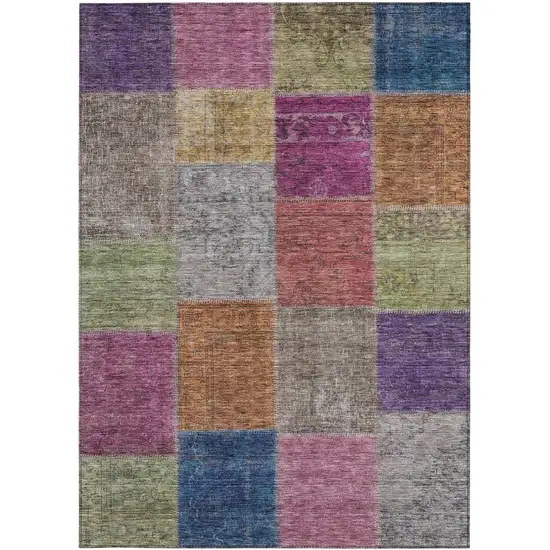 Copper Navy Blue And Gold Patchwork Washable Indoor Outdoor Area Rug Photo 7