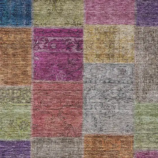Copper Navy Blue And Gold Patchwork Washable Indoor Outdoor Area Rug Photo 6