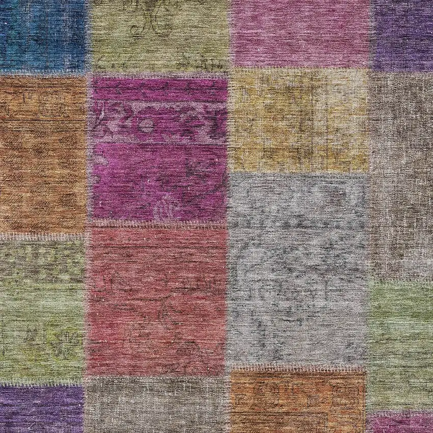 Copper Navy Blue And Gold Patchwork Washable Indoor Outdoor Area Rug Photo 6