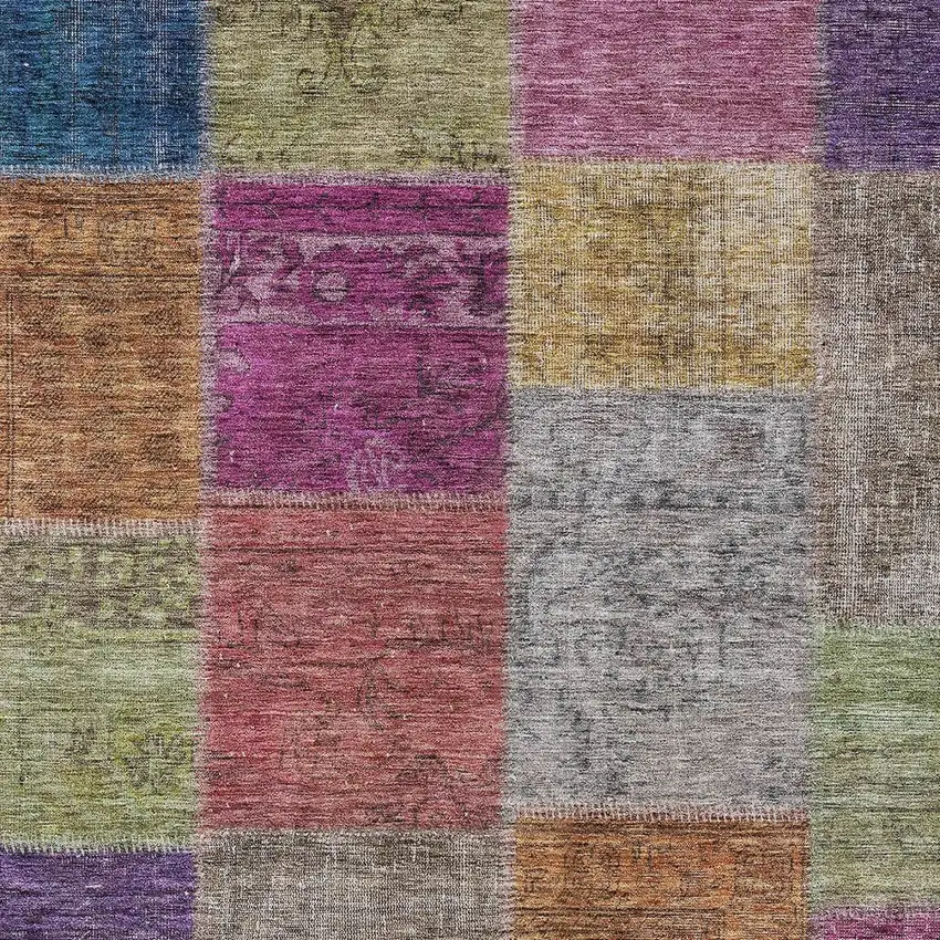 Copper Navy Blue And Gold Patchwork Washable Indoor Outdoor Area Rug Photo 6