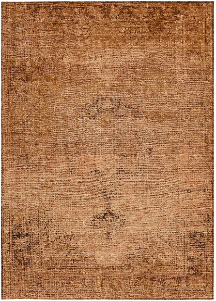 Copper Orange And Brown Oriental Washable Indoor Outdoor Area Rug Photo 6