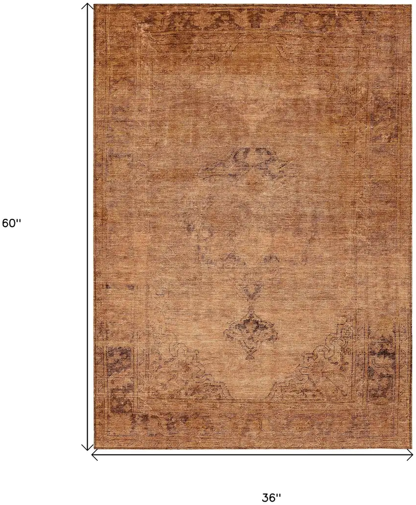 Copper Orange And Brown Oriental Washable Indoor Outdoor Area Rug Photo 3