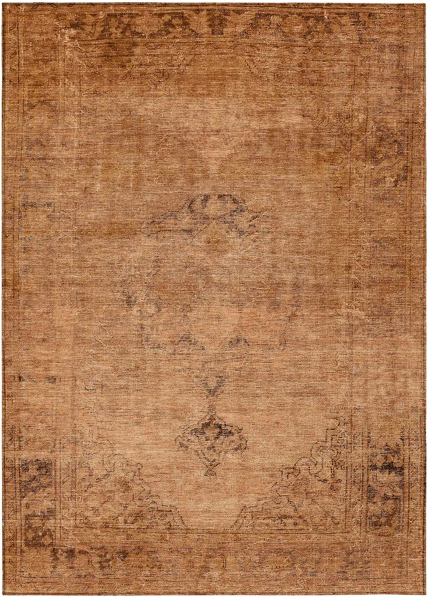 Copper Orange And Brown Oriental Washable Indoor Outdoor Area Rug Photo 2