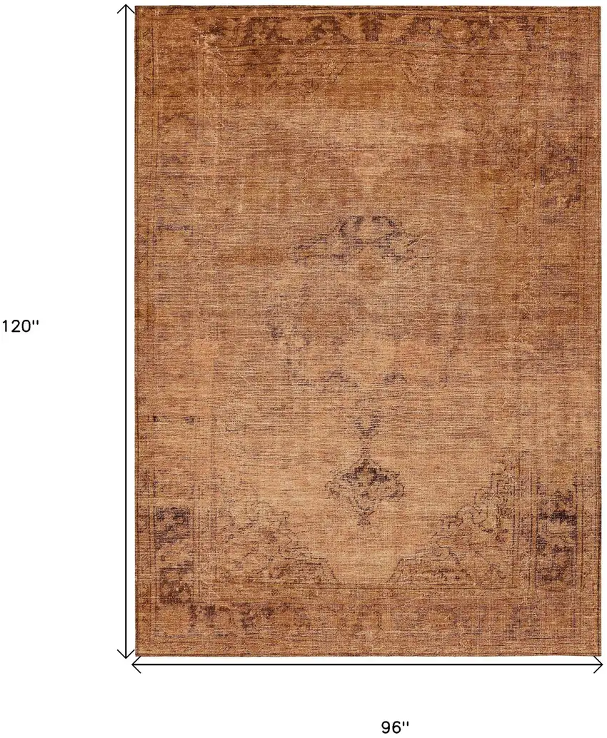 Copper Orange And Brown Oriental Washable Indoor Outdoor Area Rug Photo 3