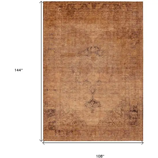 Copper Orange And Brown Oriental Washable Indoor Outdoor Area Rug Photo 3