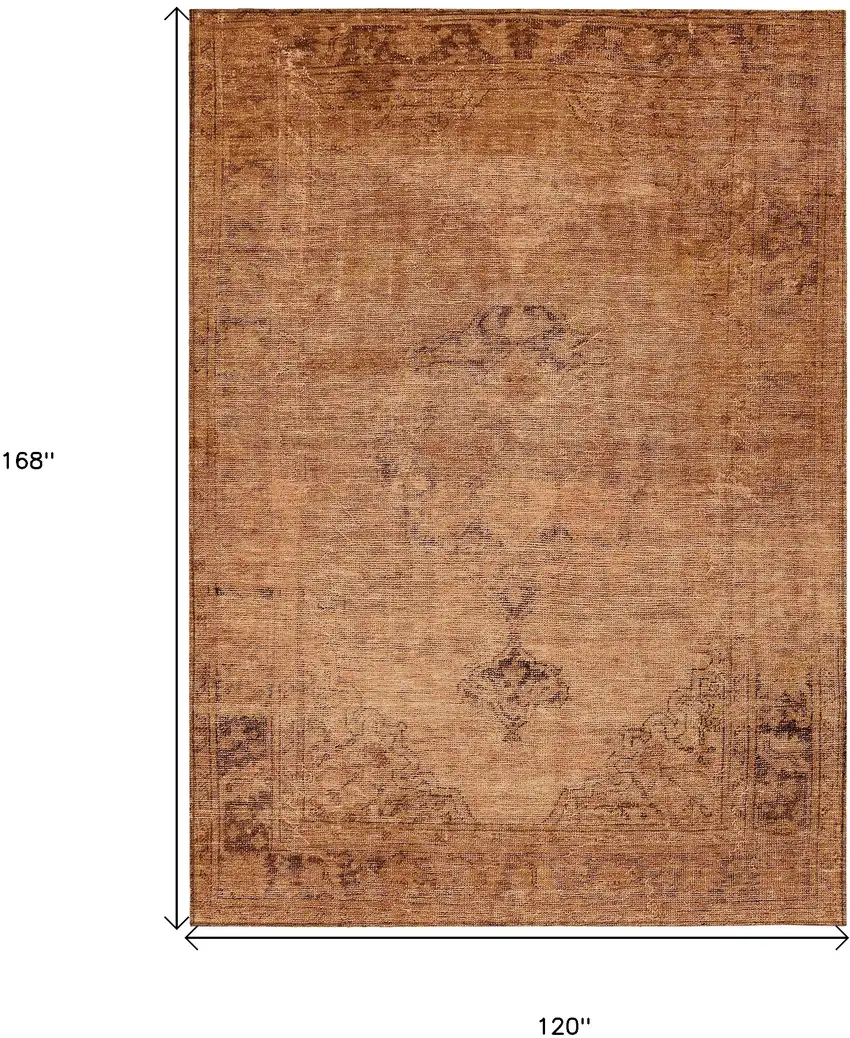 Copper Orange And Brown Oriental Washable Indoor Outdoor Area Rug Photo 3