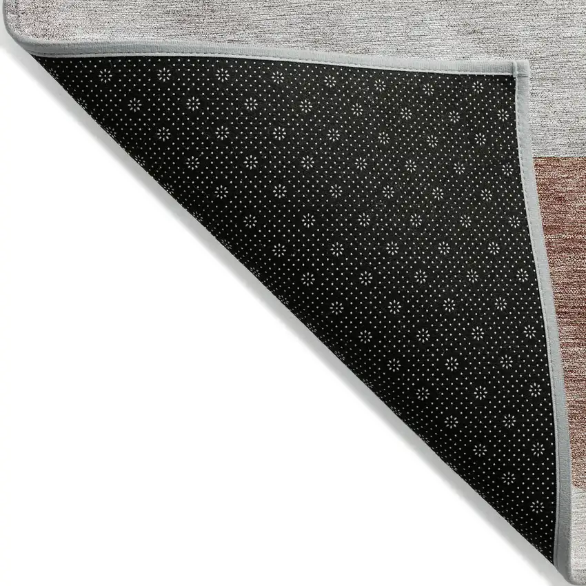 Copper Red And Gray Geometric Washable Indoor Outdoor Area Rug Photo 5