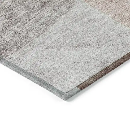 Copper Red And Gray Geometric Washable Indoor Outdoor Area Rug Photo 4