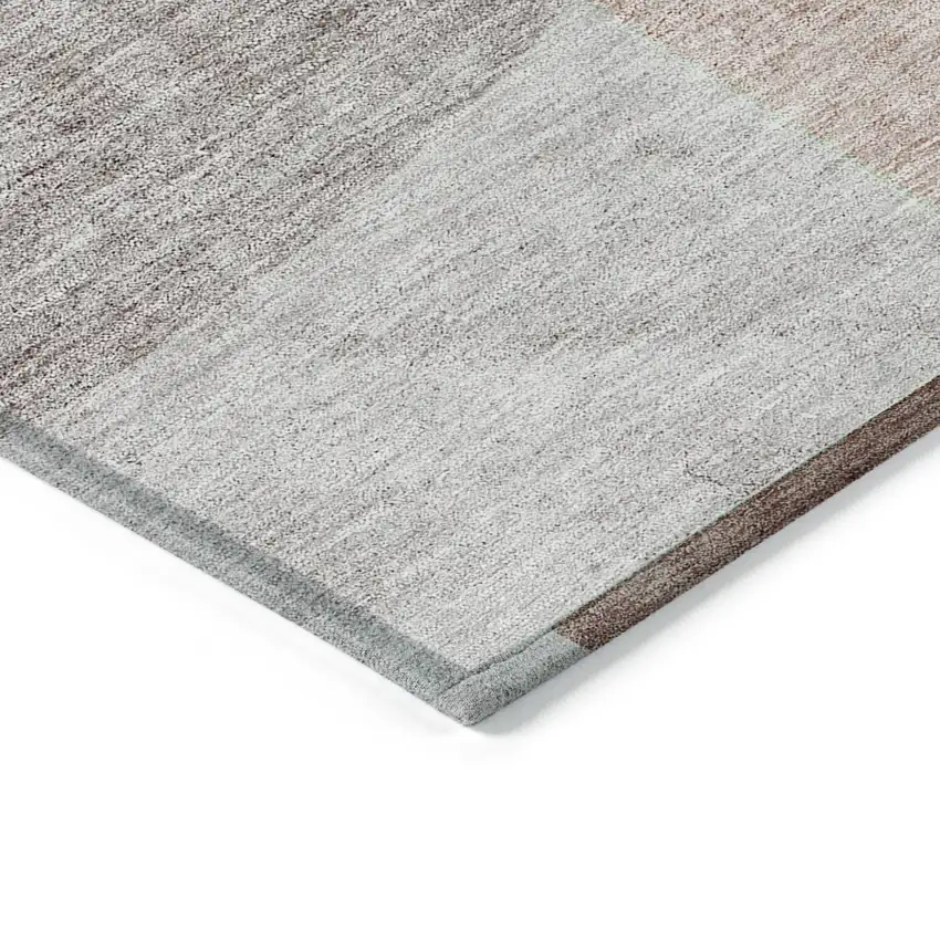 Copper Red And Gray Geometric Washable Indoor Outdoor Area Rug Photo 4