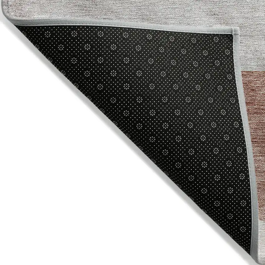 Copper Red And Gray Geometric Washable Indoor Outdoor Area Rug Photo 5