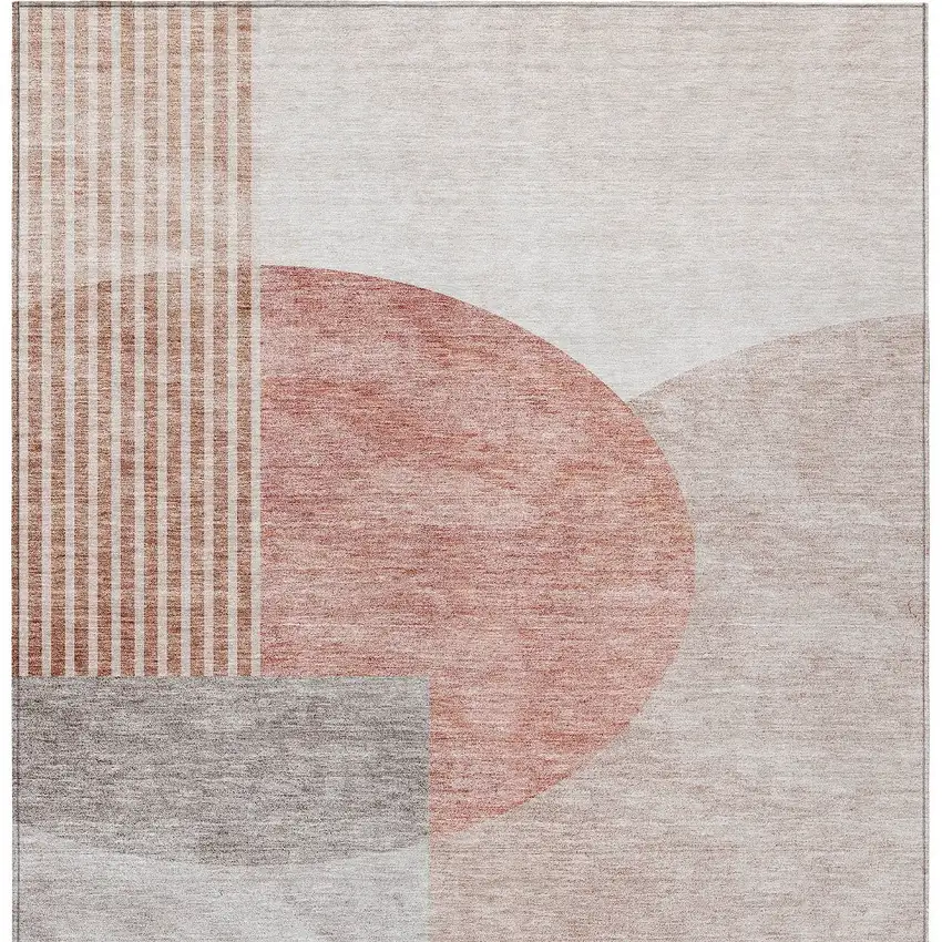 Copper Red And Gray Geometric Washable Indoor Outdoor Area Rug Photo 7