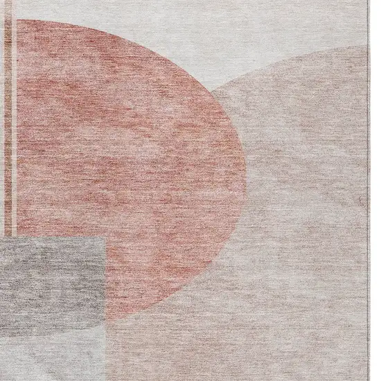 Copper Red And Gray Geometric Washable Indoor Outdoor Area Rug Photo 6