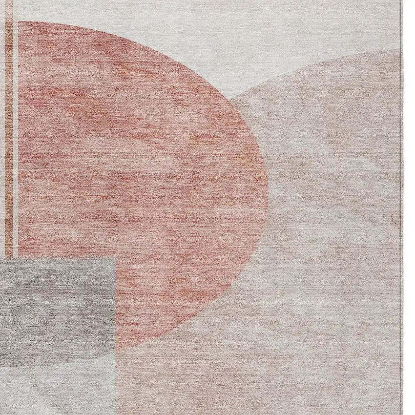 Copper Red And Gray Geometric Washable Indoor Outdoor Area Rug Photo 6