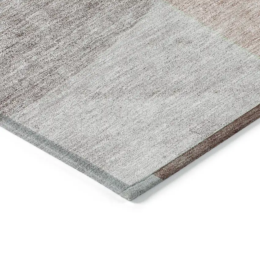Copper Red And Gray Geometric Washable Indoor Outdoor Area Rug Photo 4