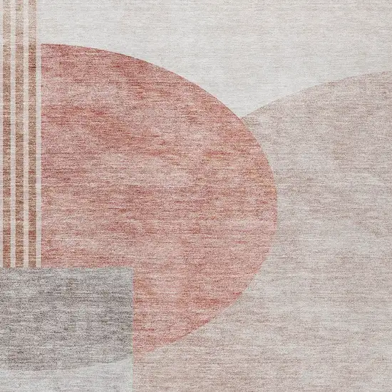 Copper Red And Gray Geometric Washable Indoor Outdoor Area Rug Photo 6