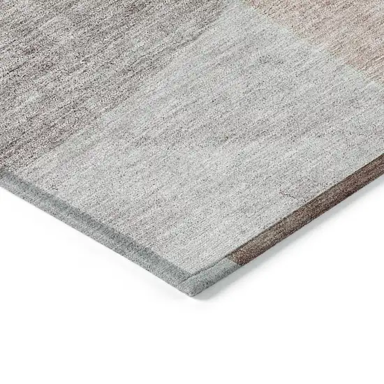Copper Red And Gray Geometric Washable Indoor Outdoor Area Rug Photo 4