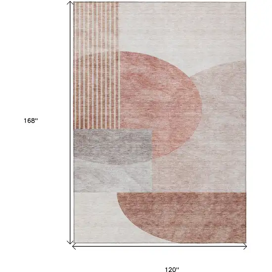 Copper Red And Gray Geometric Washable Indoor Outdoor Area Rug Photo 3