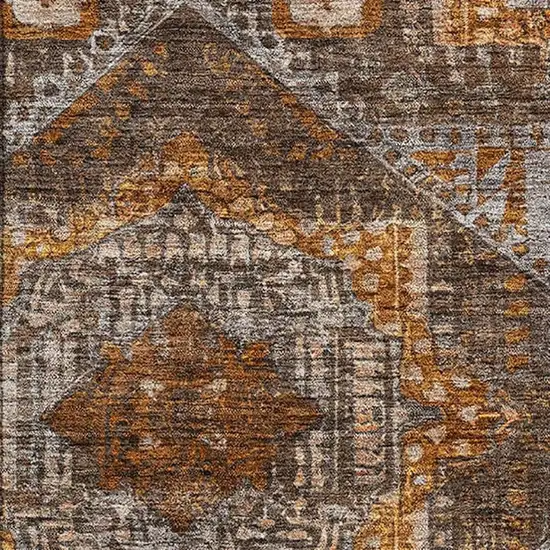 Copper Rust And Beige Abstract Geometric Washable Area Rug With UV Protection Photo 3