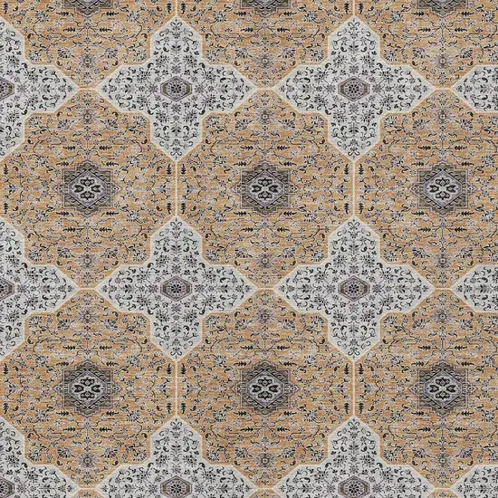 Copper Silver And Black Quatrefoil Washable Indoor Outdoor Area Rug Photo 2
