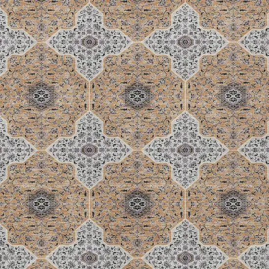 Copper Silver And Black Quatrefoil Washable Indoor Outdoor Area Rug Photo 2