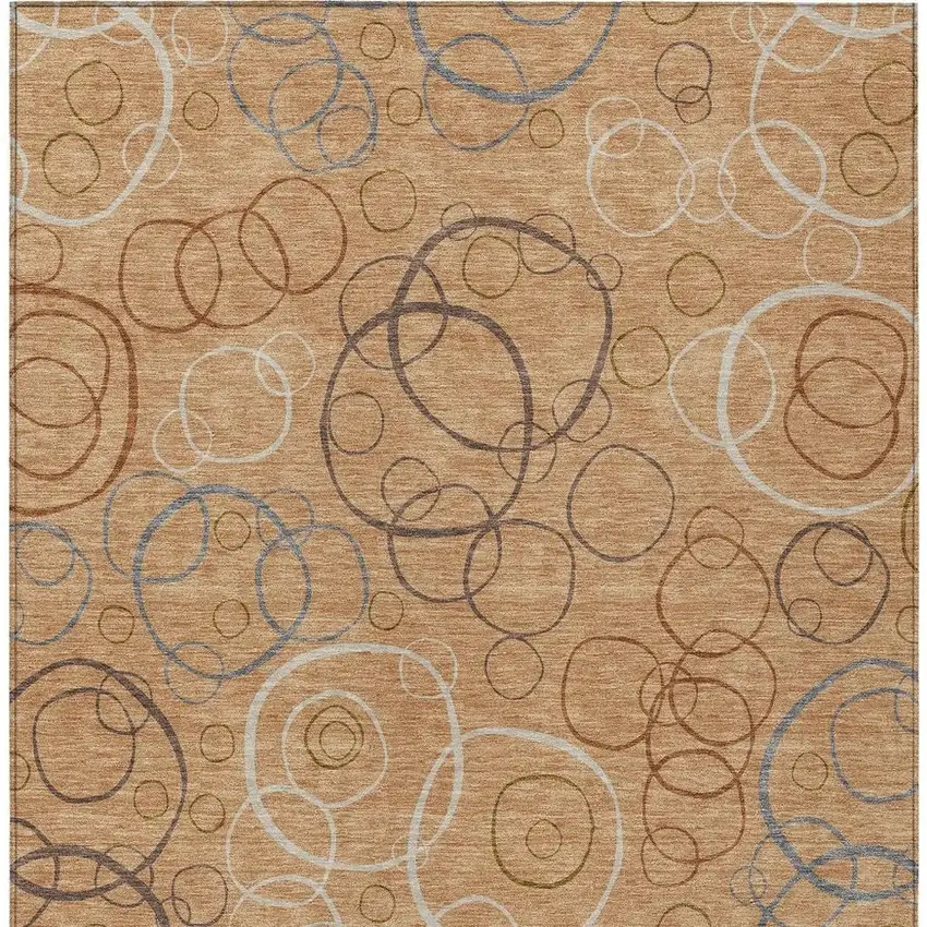 Copper Silver And Rust Geometric Washable Indoor Outdoor Area Rug Photo 2