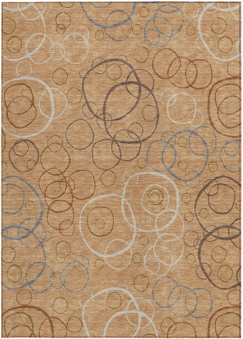 Copper Silver And Rust Geometric Washable Indoor Outdoor Area Rug Photo 3