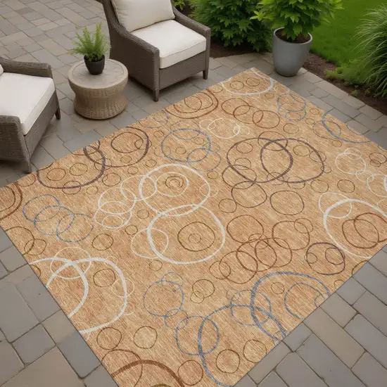 Copper Silver And Rust Geometric Washable Indoor Outdoor Area Rug Photo 7