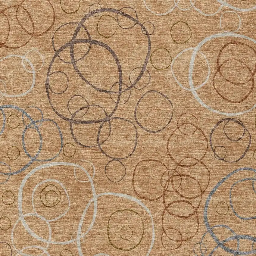 Copper Silver And Rust Geometric Washable Indoor Outdoor Area Rug Photo 2