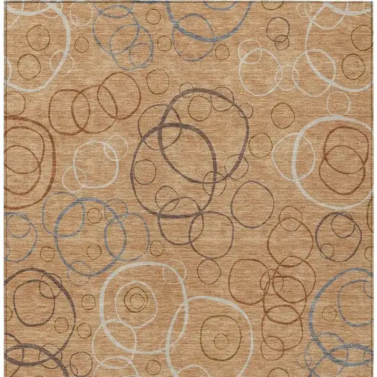 Copper Silver And Rust Geometric Washable Indoor Outdoor Area Rug Photo 3