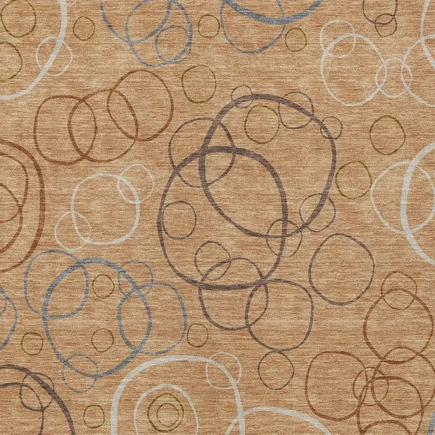 Copper Silver And Rust Geometric Washable Indoor Outdoor Area Rug Photo 2