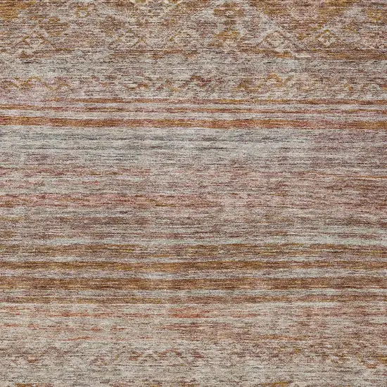 Copper Tan And Beige Floral Washable Indoor Outdoor Area Rug Photo 6