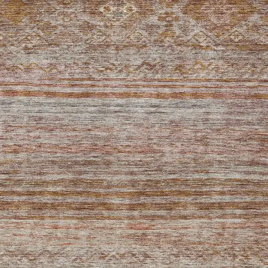 Copper Tan And Beige Floral Washable Indoor Outdoor Area Rug Photo 6