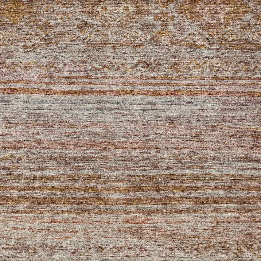 Copper Tan And Beige Floral Washable Indoor Outdoor Area Rug Photo 6