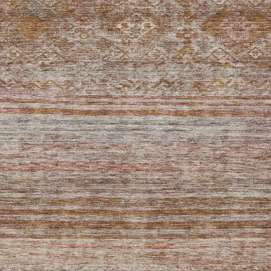 Copper Tan And Beige Floral Washable Indoor Outdoor Area Rug Photo 6