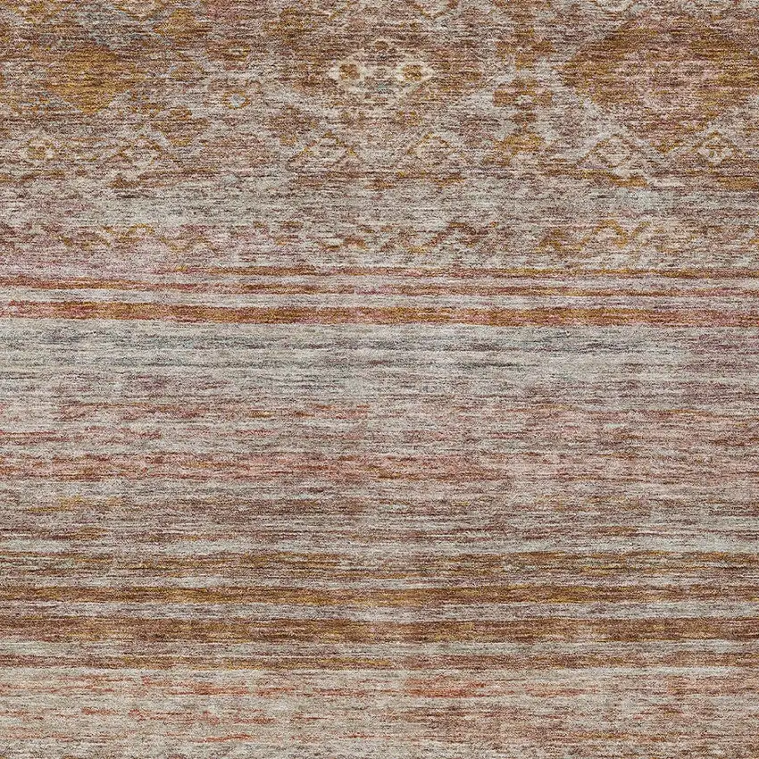 Copper Tan And Beige Floral Washable Indoor Outdoor Area Rug Photo 6