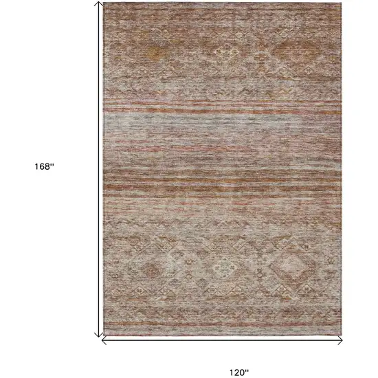 Copper Tan And Beige Floral Washable Indoor Outdoor Area Rug Photo 3