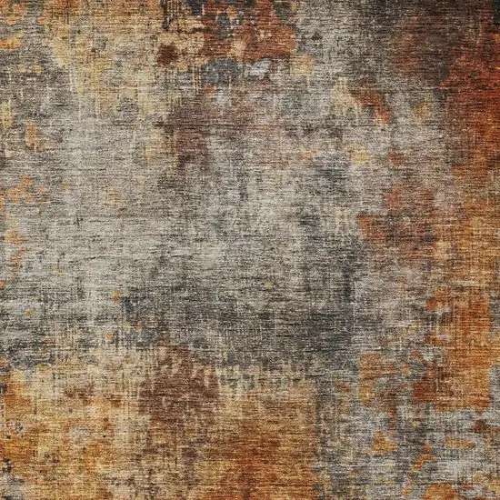 Copper Terra Cotta And Black Abstract Washable Indoor Outdoor Area Rug Photo 6