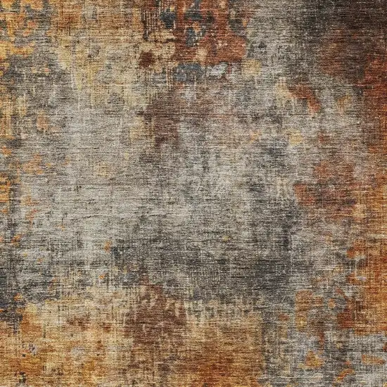 Copper Terra Cotta And Black Abstract Washable Indoor Outdoor Area Rug Photo 6