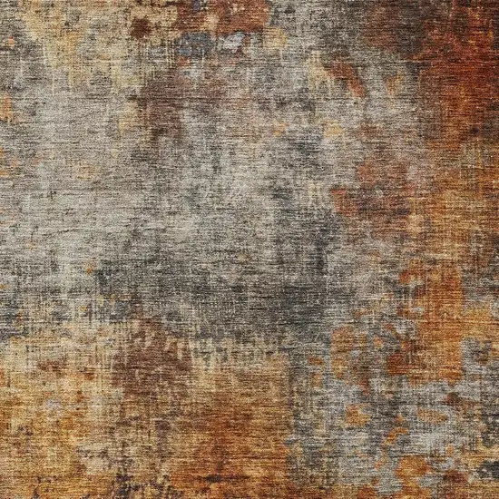 Copper Terra Cotta And Black Abstract Washable Indoor Outdoor Area Rug Photo 6