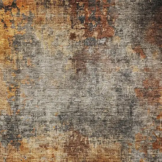 Copper Terra Cotta And Black Abstract Washable Indoor Outdoor Area Rug Photo 6