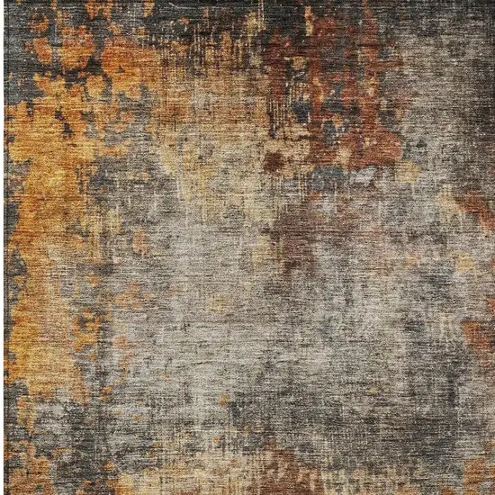 Copper Terra Cotta And Black Abstract Washable Indoor Outdoor Area Rug Photo 6