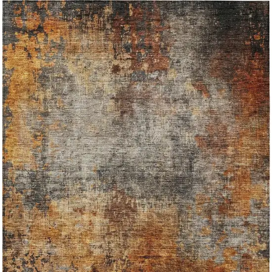 Copper Terra Cotta And Black Abstract Washable Indoor Outdoor Area Rug Photo 7