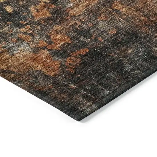 Copper Terra Cotta And Black Abstract Washable Indoor Outdoor Area Rug Photo 5