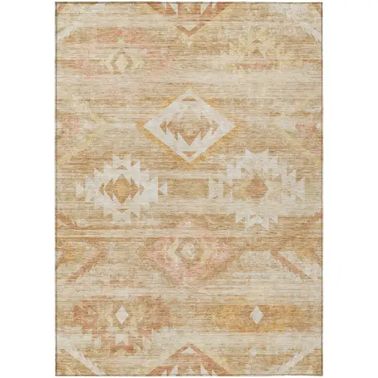 Copper Terra Cotta And Ivory Southwestern Washable Indoor Outdoor Area Rug Photo 2