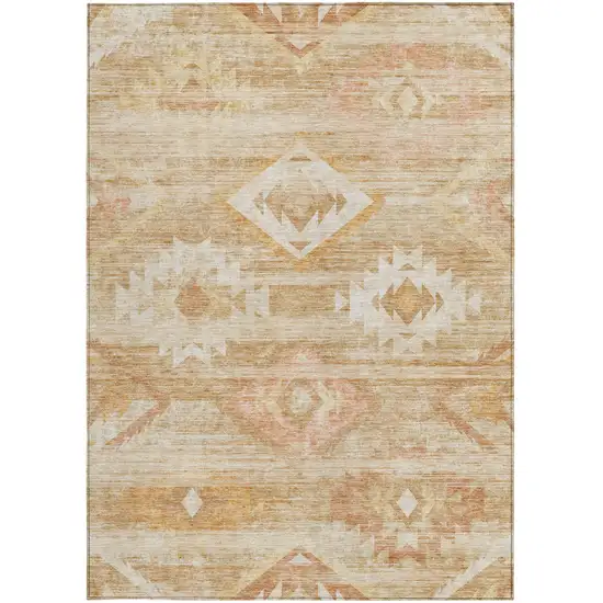 Copper Terra Cotta And Ivory Southwestern Washable Indoor Outdoor Area Rug Photo 6