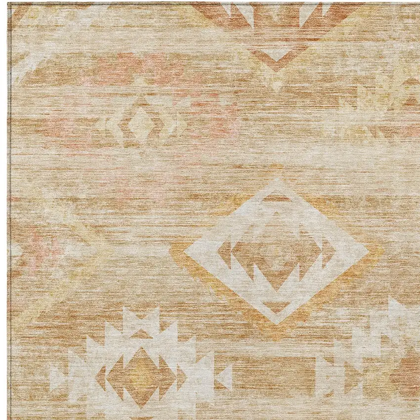 Copper Terra Cotta And Ivory Southwestern Washable Indoor Outdoor Area Rug Photo 6